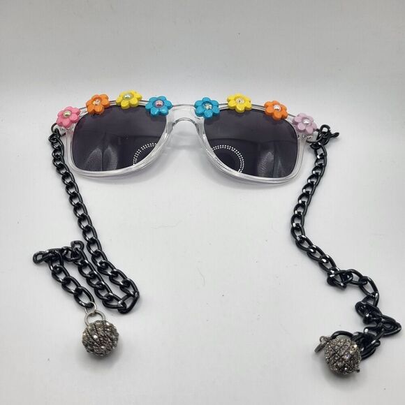 Flower with Clear Frames - chain frames - tassels sunglasses handmade - Picture 1 of 2